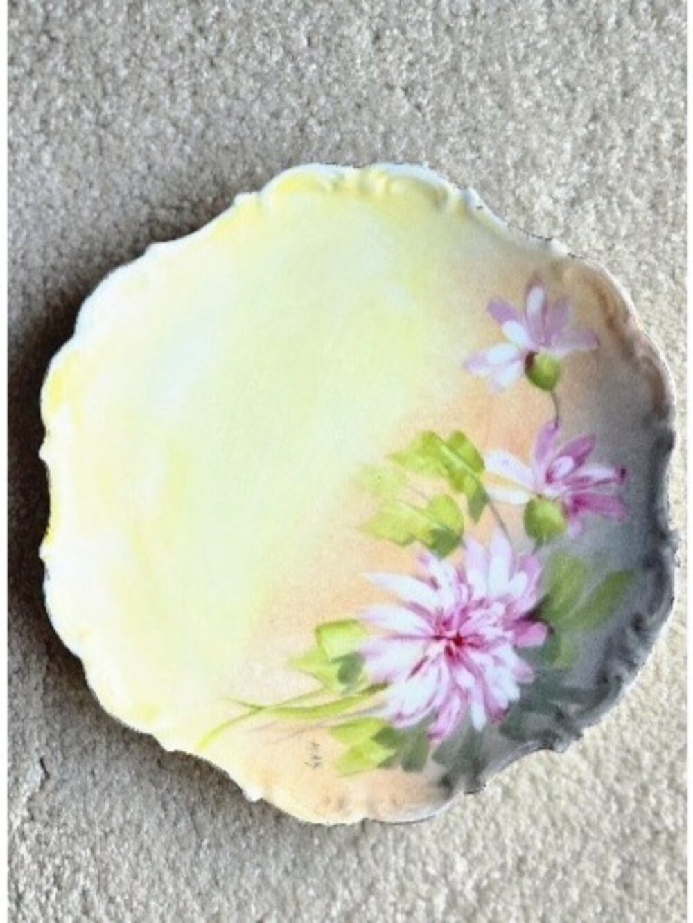 L.D.B.C. Limoges Flambeau France French Plate Pink Flowers Gold Trim Signed Max